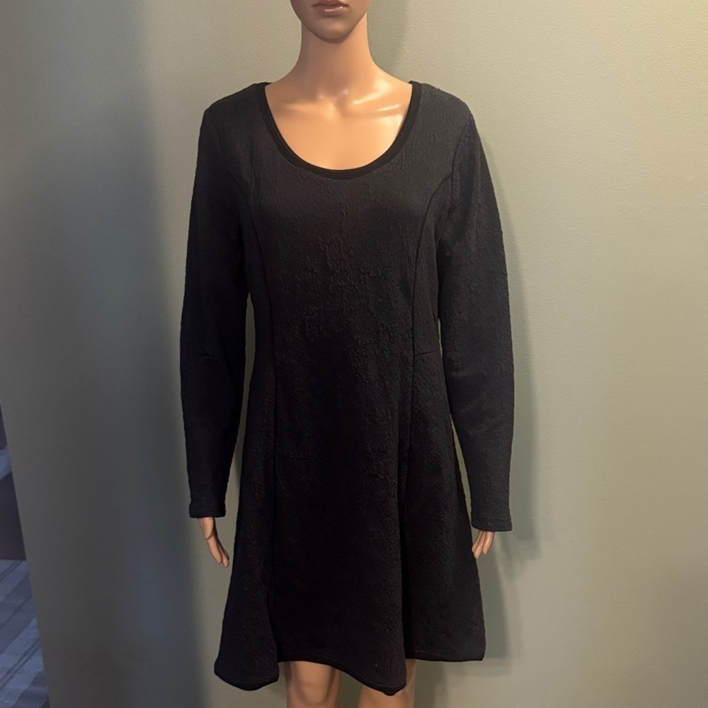 Vera Wang Black and Blue Long Sleeve Dress - Picture 1 of 6